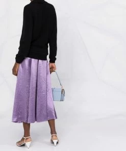 Vince Clothing Purple 'Panelled Satin Slip Midi Skirt'