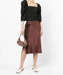 Vince Black 'Square Neck Structured Sleeve Top' Clothing