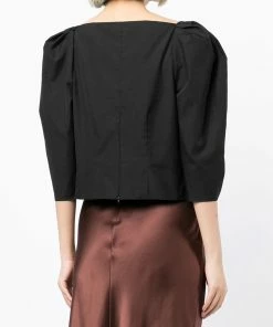 Vince Black 'Square Neck Structured Sleeve Top' Clothing