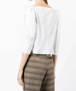 Vince White 'Square Neck Structured Sleeve Top' Clothing