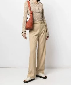 Vince Clothing Beige 'Tie Belt High Waist Trousers'