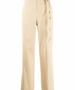 Vince Clothing Beige 'Tie Belt High Waist Trousers'
