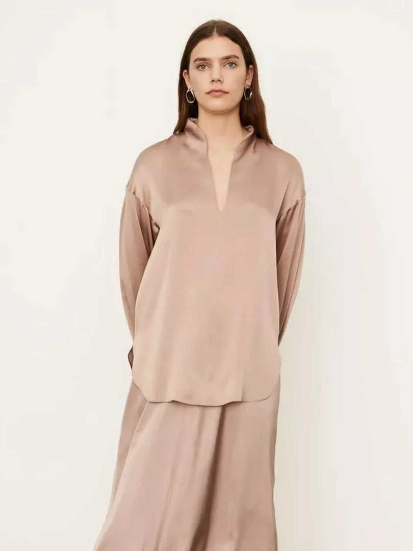 Vince Clothing 'Slit Neck Silk Blouse' 3 Vince Clothing 'Slit Neck Silk Blouse'
