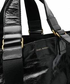 Isabel Marant New In Black 'Wardy' Crinkle Tote Bag