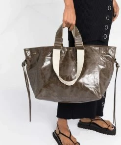 Isabel Marant New In Dark Khaki 'Wardy' Crinkle Tote Bag