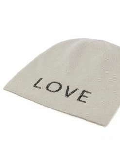Warm Me Accessories Light Grey 'Damian Love Black Crystal Hat'