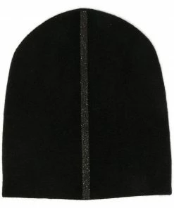 Warm Me Black 'Damian Stripe Hem Hat'