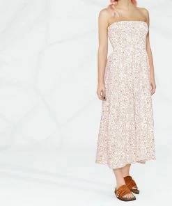 Faithfull The Brand Clothing White And Orange 'Madella' Midi Dress