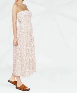 Faithfull The Brand Clothing White And Orange 'Madella' Midi Dress 8 Faithfull The Brand Clothing White And Orange 'Madella' Midi Dress