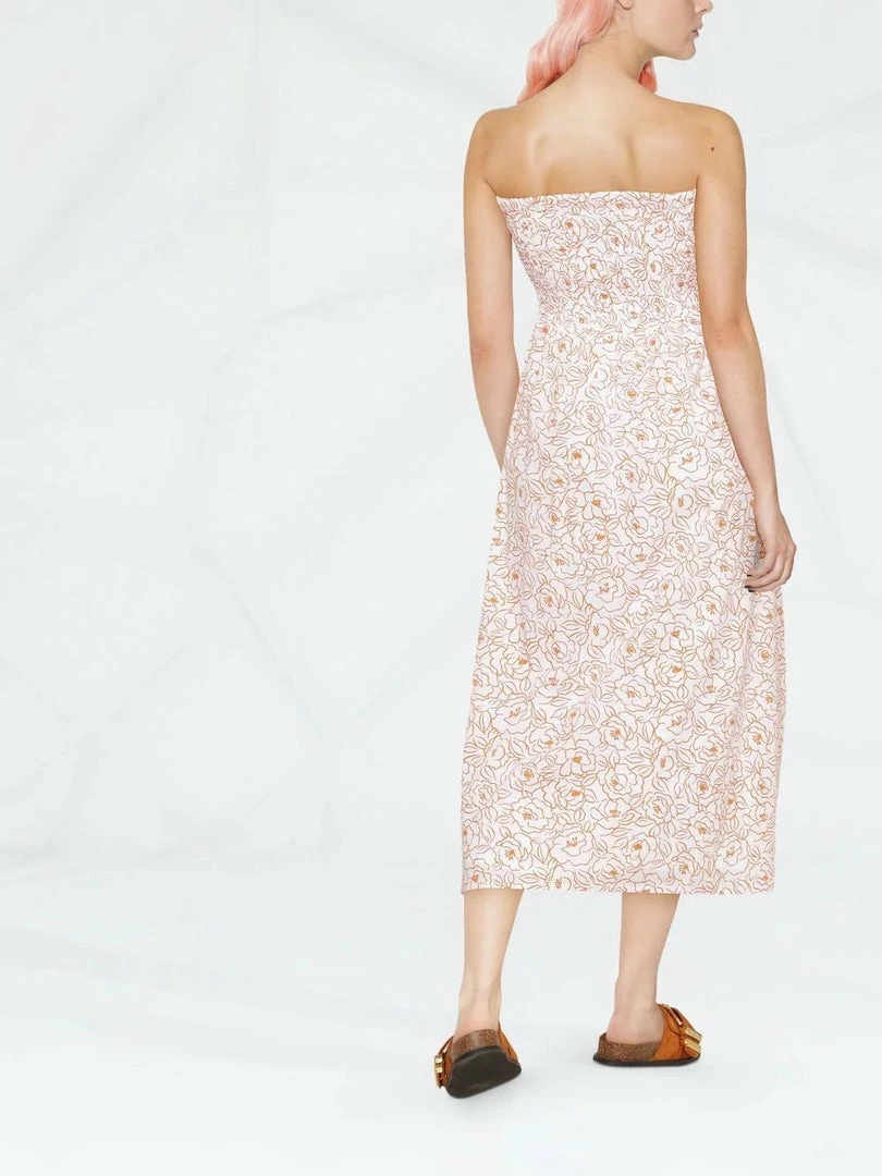 Faithfull The Brand Clothing White And Orange 'Madella' Midi Dress 6 Faithfull The Brand Clothing White And Orange 'Madella' Midi Dress