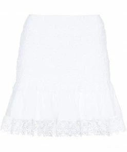 Charo Ruiz Clothing White 'Fleur' Lace Mini Skirt