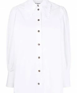Ganni 'White Oversized Pointed Collar Shirt'