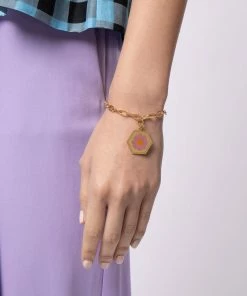 Wilhelmina Garcia ‘Pink Daisy Charm Bracelet’