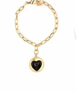 Wilhelmina Garcia'Black Heart Charm Bracelet' Accessories