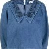 Rixo London 'Willa' Embroidered Denim Blouse
