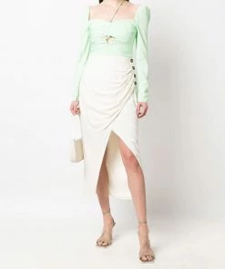 Self Portrait 'Wrap Button Midi Skirt' Clothing