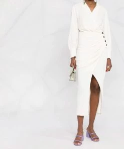 Self Portrait Clothing 'Wrap Style V-neck Button Front Dress'