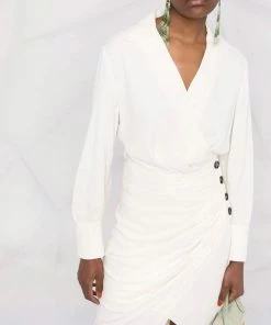 Self Portrait Clothing 'Wrap Style V-neck Button Front Dress'