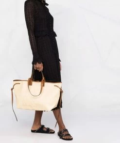 Isabel Marant Bags 'Wydra' Oversized Embossed Logo Woven Bag