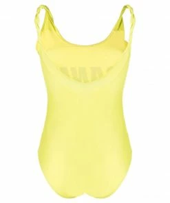 Ganni 'Yellow Smiley Face Graphic Swimsuit'