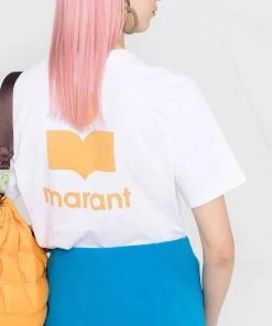 Isabel Marant Etoile Clothing ‘Zewel’ Ochre Logo T-Shirt